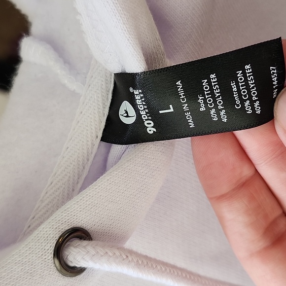 90 degree Women's White Hoodie, large - Picture 4 of 5